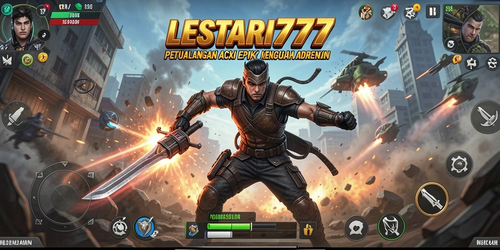 Tangkapan layar gameplay LESTARI777 menunjukkan aksi mendebarkan di tengah pertempuran.