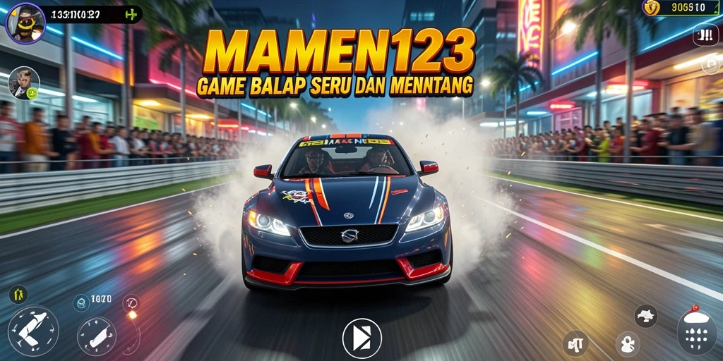 Tampilan gameplay balap seru dalam MAMEN123 yang memukau.