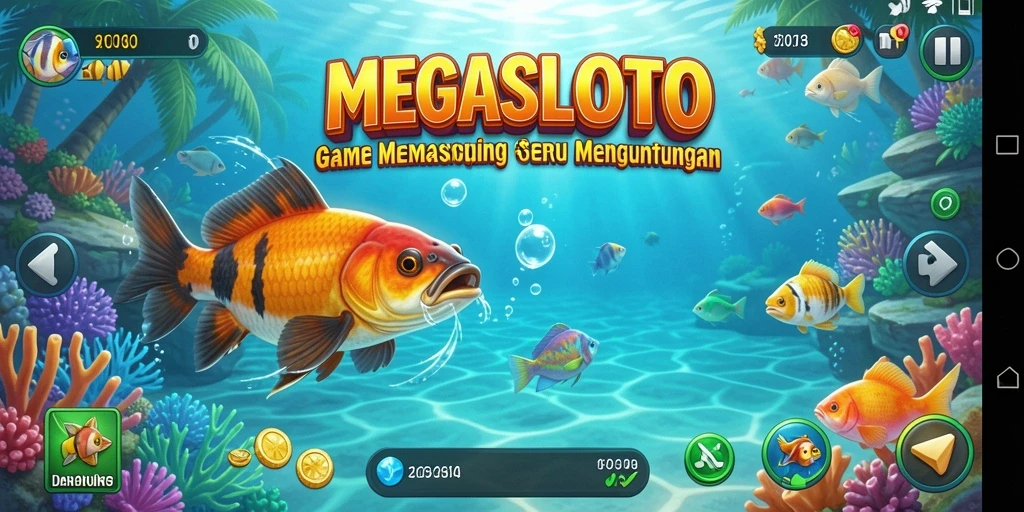 Gameplay seru dalam MEGASLOTO dengan berbagai jenis ikan yang menarik.