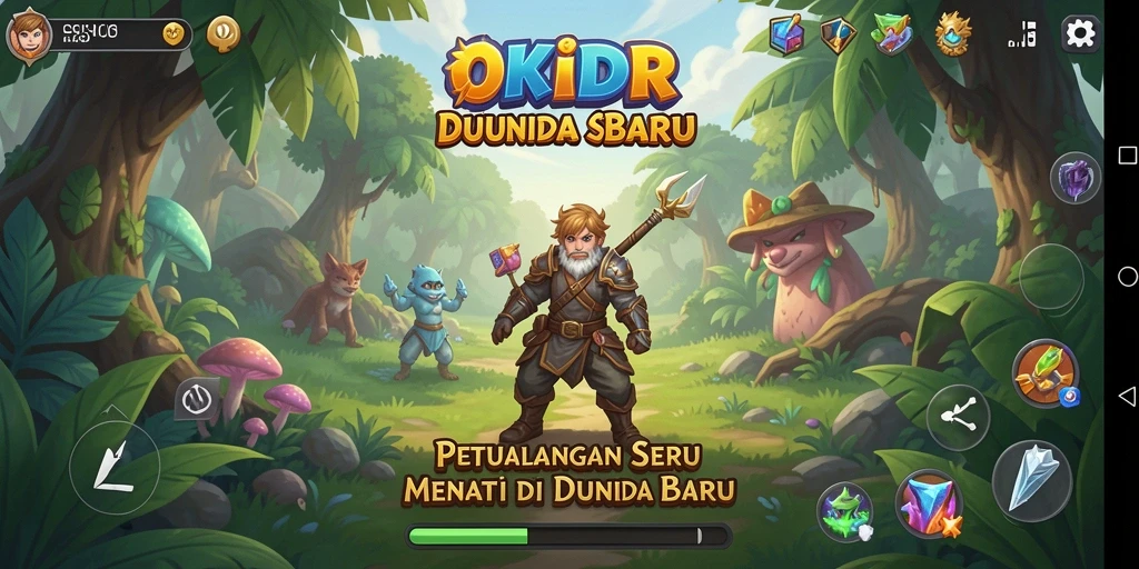 Tampilan gameplay seru di OKIDR dengan karakter menjelajahi dunia petualangan.