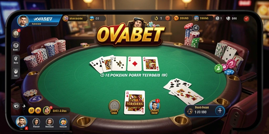 Tampilan gameplay Poker yang mendebarkan di OVABET.