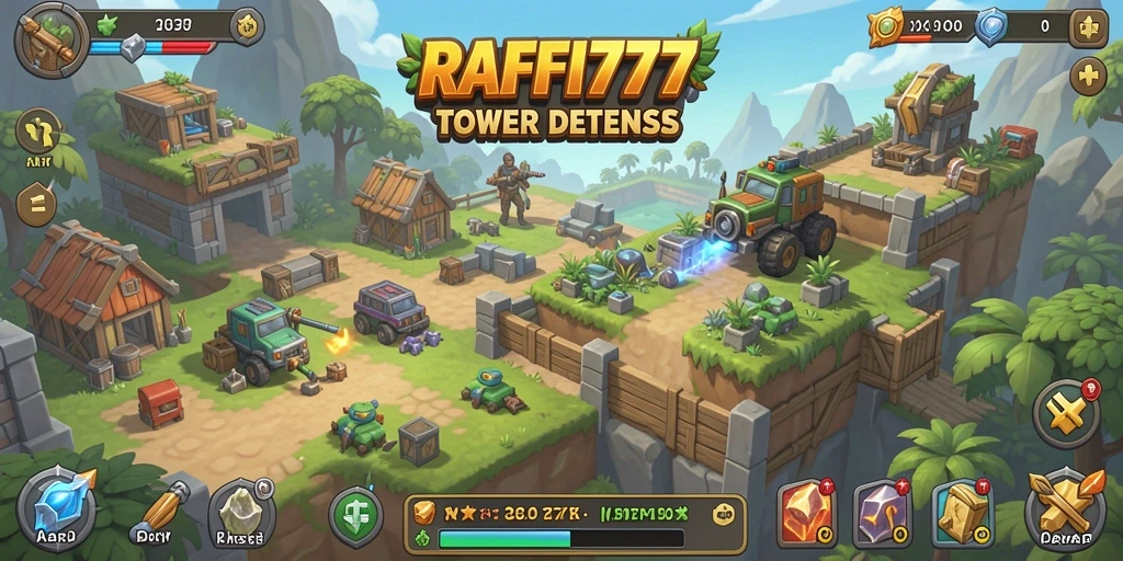 Tampilan menarik dari gameplay RAFFI777 Tower Defense.