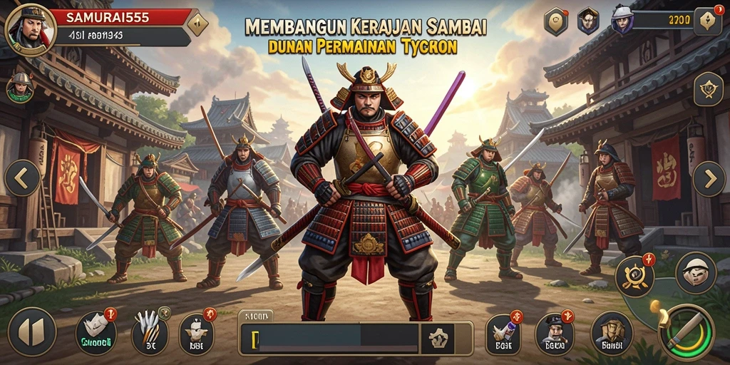 Tampilan gameplay menarik SAMURAI555 dengan elemen Tycoon.